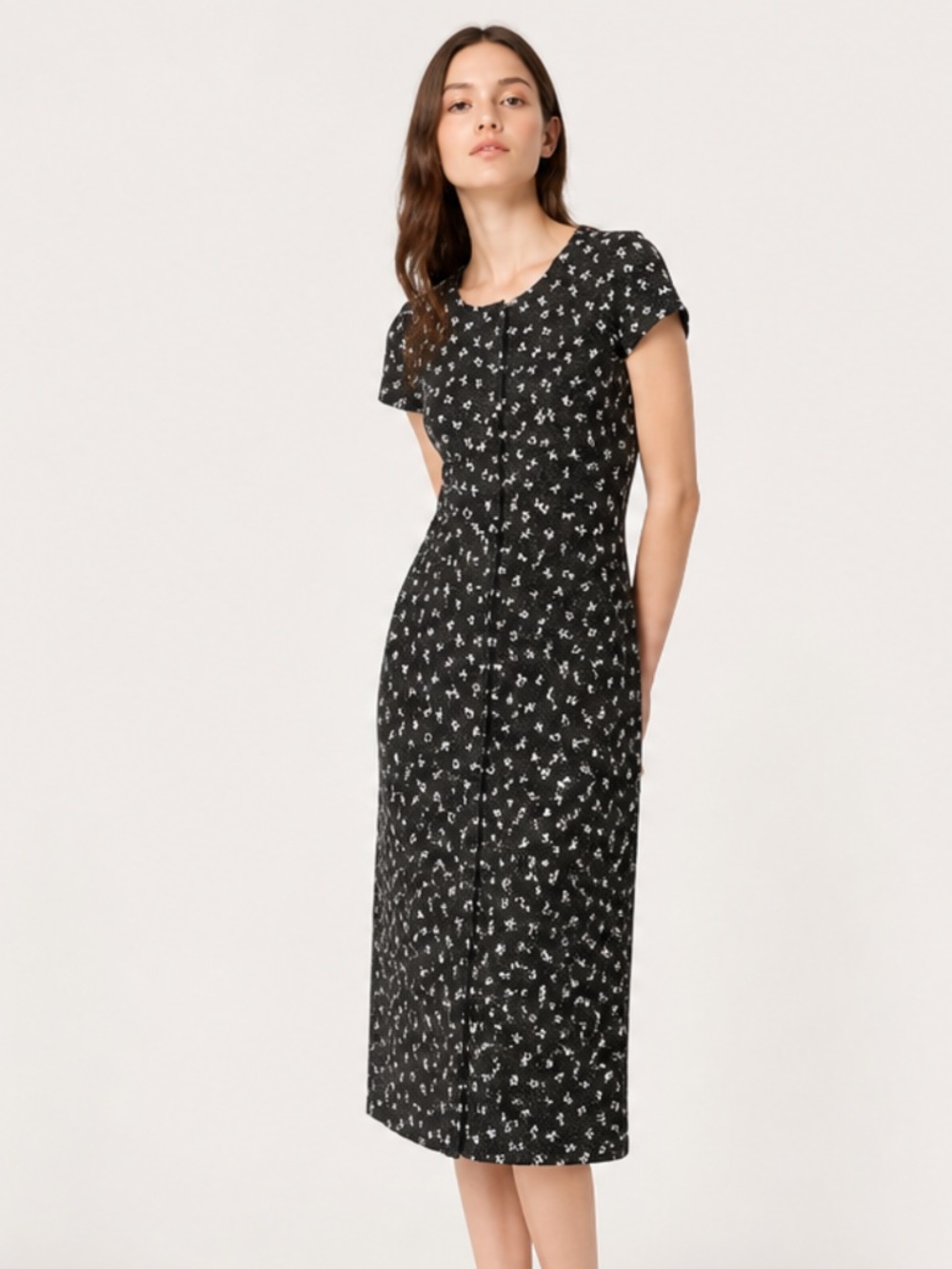 Elizabeth Wayman Vintage 90s Polka Dot Maxi Dress Bow Black White Size 8
